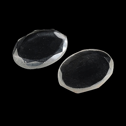 Glass Cabochons, Flat Back, Faceted, Oval