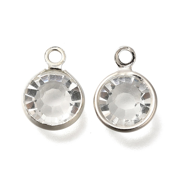 Латунные подвески, со стеклом, круглые