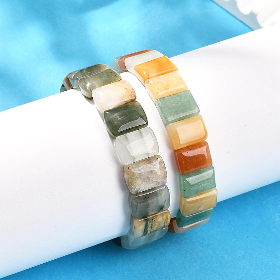 Браслеты из натуральных драгоценных камней с бусинами для женщин и мужчин, прямоугольные