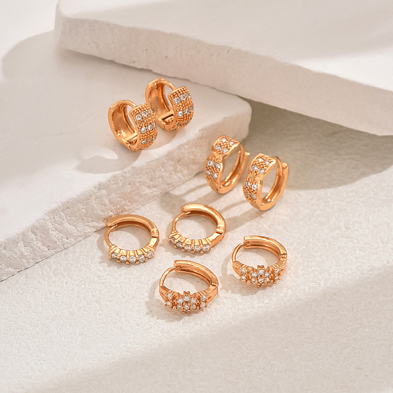 Элегантный европейский и американский стиль, женские серьги-гвоздики из латуни с прозрачным кубическим цирконием