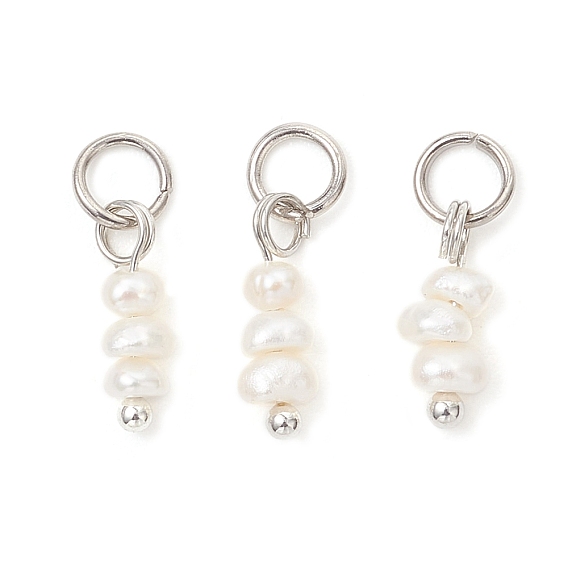 Подвески-рондели из натурального пресноводного жемчуга, с 304 фурнитурой из нержавеющей стали, старинный белый