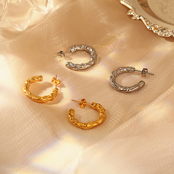 304 кованые серьги-пусеты из нержавеющей стали c-образной формы