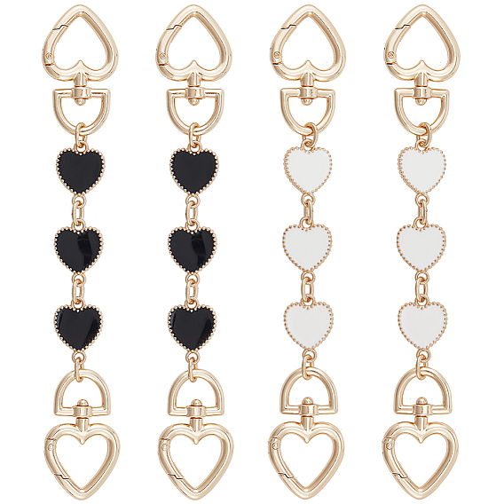 4 шт 2 цвета сплав эмаль сердце ссылка кошелек ремень удлинители, с пружинной застежкой, золотой свет