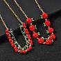 Латунные красные эмалевые цепочки с фруктами, реальный 18 k позолоченный, стойки покрытие, долговечный, без свинца и без кадмия