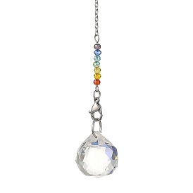 7 Chakra Crystal Suncatcher, Faceted Glass Prism Rainbow Maker for Window