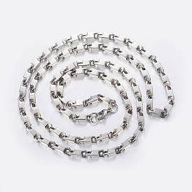 Trendy 304 Stainless Steel Link Chain Necklaces, with Lobster Claw Clasps