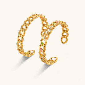Colorful Oil Drip Cuban Link Bracelet for Women - Stainless Steel 18K Plated Fashion Jewelry