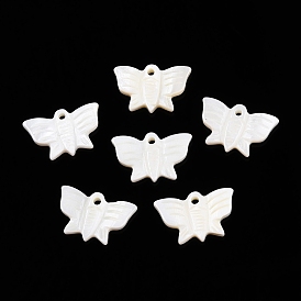 Natural Freshwater Shell Carved Pendants, Butterfly Charms