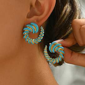 201 серьги-гвоздики в форме спиральной вихревой спирали из нержавеющей стали с эмалью, золотые