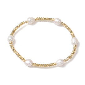 Oval Natural Cultured Freshwater Pearl & Glass seed Beaded Stretch Bracelets for Women