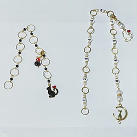 Cadenas de contador de hileras de tejido con cuentas de vidrio y acrílico, con colgantes de gato de esmalte de aleación