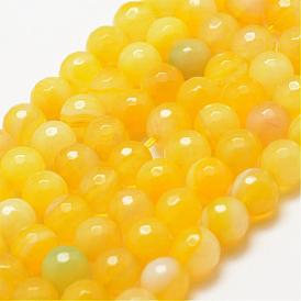 Facettes agate à rayures naturelles / brins de perles d'agate en bandes, ronde, teints et chauffée