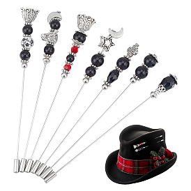 7шт. латунные броши, со стеклянными и сплавными бусинами, разнообразные