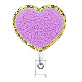 Heart Wool Chenille Clip-On Retractable Badge Holders, Badge Reels, Alloy Alligator Clip Tag Card Holders