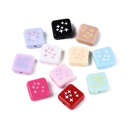 Акриловые бусины с непрозрачной эмалью, квадрат и звезда