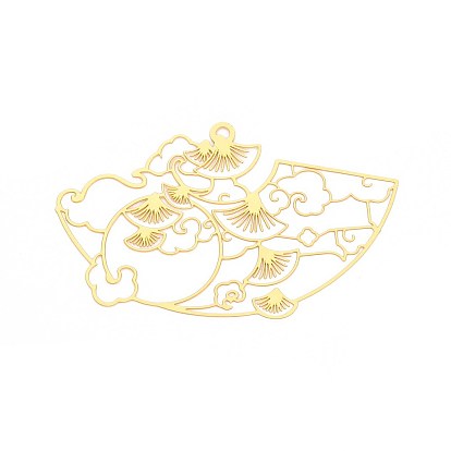 Латунные большие кулоны, вентилятор, гравированные металлические украшения, долговечный, без никеля 