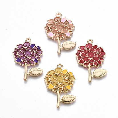 Transparent Epoxy Resin Pendants, with Eco-Friendly Alloy Findings and Enamel, Cadmium Free & Lead Free & Nickel Free, Flower