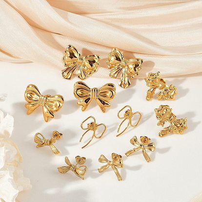 304 из нержавеющей стали серьги, ионное покрытие (ip), бантом