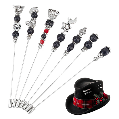 7шт. латунные броши, со стеклянными и сплавными бусинами, разнообразные