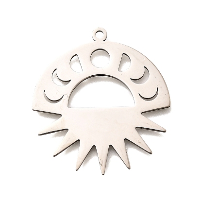 201 подвески из нержавеющей стали, лазерная резка, фаза луны с солнечным шармом, анти-тускнение