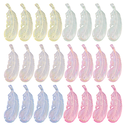 24 шт. 6 Цвета УФ-покрытие акриловые подвески, перо