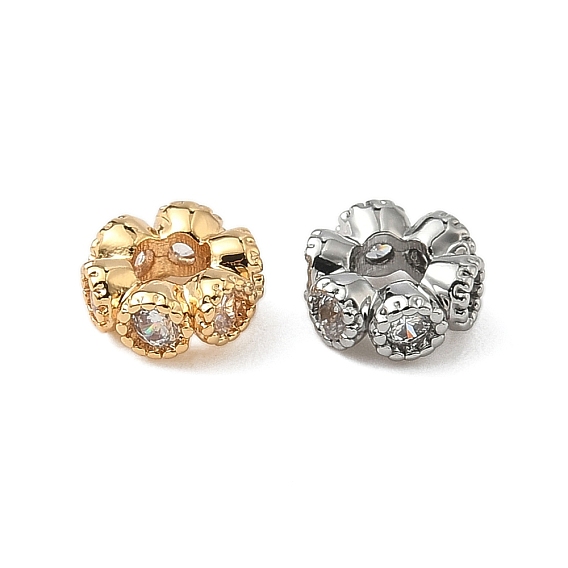 Латунные микро проложить кубического циркония бусы, круглые