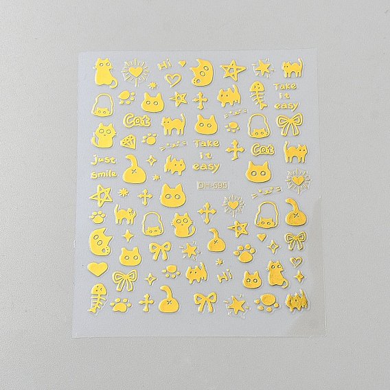 PET Nail Art Stickers, Self-Adhesive, for Nail Tips Decorations, Cat Pattern