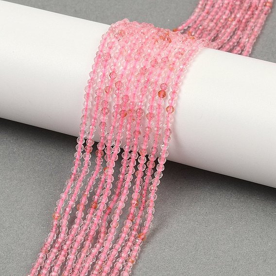 Природного кварца клубники нитей бисера, граненые, круглые