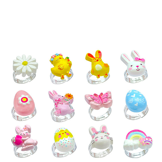 Пасхальные кольца из смолы с железными гвоздиками для девочки, платина