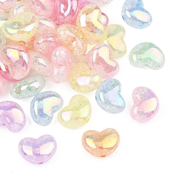 Уф-покрытие прозрачный треск акриловые бусины, радужный, сердце