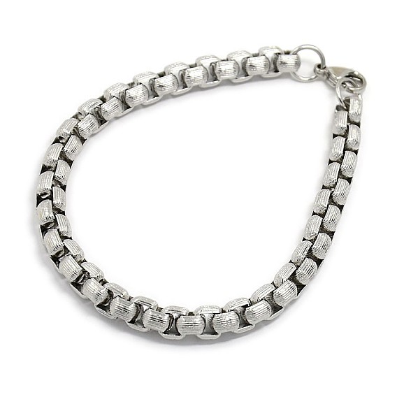 Trendy 304 Stainless Steel Venetian Chain Bracelets, with Lobster Claw Clasps, 8-1/2 inch (215mm), 7.5mm