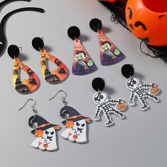 Акриловые болтаться серьги стержня, платиновые.