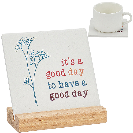 1 Фарфоровая табличка «Хороший день» из поликарбоната, вдохновляющее украшение для домашнего офиса, с 1деревянными стендами с прорезями из поликарбоната