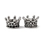 316 Surgical Stainless Steel European Beads, with Rhinestone, Large Hole Beads, Crown, Antique Silver