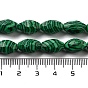 Synthetic Malachite Beads Strands, Faceted Rice