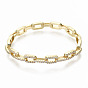 Brass Micro Pave Clear Cubic Zirconia Bangles, Nickel Free, Cable Chain Shape
