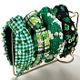 Saint Patrick's Day Glass Rhinestone & Pearl Hair Bands, Wide Twist Knot Cloth Hair Accessories for Women Girls