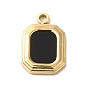 304 Stainless Steel Pendants, with Enamel, Real 14K Gold Plated, Octagon Charm