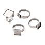 Adjustable 304 Stainless Steel Finger Rings Components, Pad Ring Base Findings, Squara