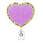 Heart Wool Chenille Clip-On Retractable Badge Holders, Badge Reels, Alloy Alligator Clip Tag Card Holders