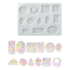 DIY Geometrical Shape Pendant Silicone Molds, Resin Casting Molds, for UV Resin, Epoxy Resin Jewelry Making