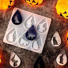 Halloween Theme Silicone Pendant Molds, Resin Casting Molds, for UV Resin, Epoxy Resin Craft Making
