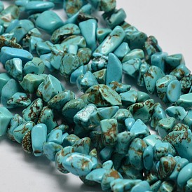 Chips Synthetic Turquoise Beads Strands, Dyed, 5~8x5~8mm, Hole: 1mm, 80~81cm
