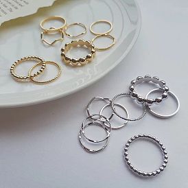 Minimalist Student Ring Set - Simple, Cold Style, 8-Piece Stackable Rings.