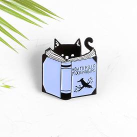 Cute Cartoon Cat Reading Book Brooch Pin for Any Outfit