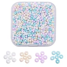 4 Colors 8/0 Opaque Glass Seed Beads, Round Hole, Frosted Colours, Round