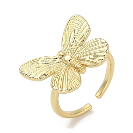 Butterfly Rack Plating Brass Cuff Finger Rings For Women, Cadmium Free & Lead Free, Long-Lasting Plated