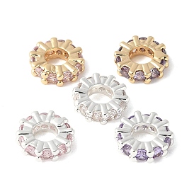 Латунные микро проложить кубического циркония бусы, без кадмия, без никеля и без свинца, форма колеса