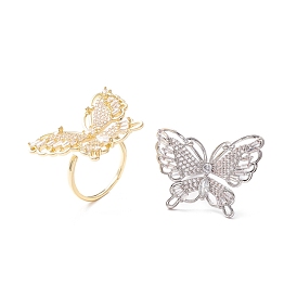 Butterfly Clear Cubic Zirconia Cuff Ring, Exquisite Brass Cubic Zirconia Open Ring for Women