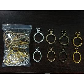 Olycraft Rack Plating Alloy Open Back Bezel Big Pendants, For DIY UV Resin, Epoxy Resin, Pressed Flower Jewelry, Ring and Oval